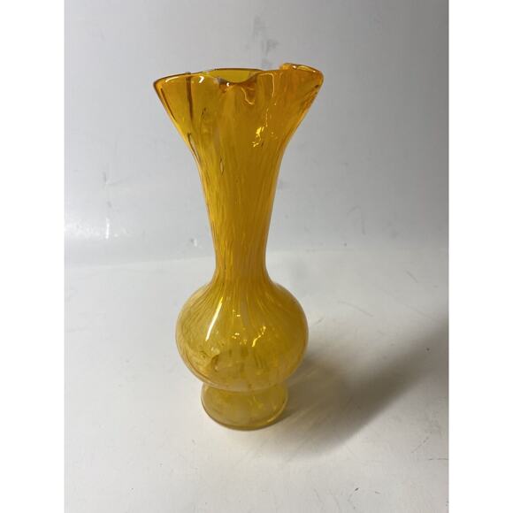 Vintage LEFTON ? Orange and White Swirl Art Glass Vase  6 1/2” TALL - Picture 1 of 10